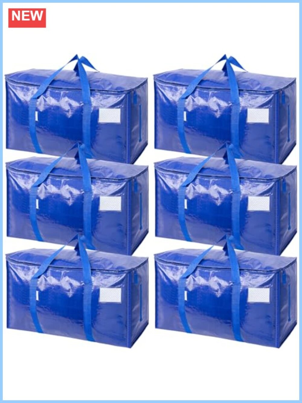 6 Pack Extra Large Heavy Duty Moving Bags Zipper Carry Handles